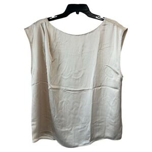 NWT Loft Ivory Satin pleated shoulder shell Top Size XL Retail $55